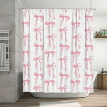 BBSET Pink Bow Shower Curtain Cute Fabric Shower Curtains for Bathroom Modern Aesthetic Cloth Shower Curtain Set with Hooks 72x72 Inch