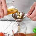thumbnail image 3 of Stainless Steel Funnel, 3 Pieces Stainless Steel Funnel Strainer Filter Set with Handle for The Transfer of Liquid Ingredients, Dry Ingredients and Powder, 3 of 9
