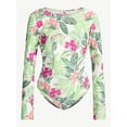 thumbnail image 5 of Time and Tru Women's and Women's Plus Size One Piece Rash Guard Swimsuit with Long Sleeves, Sizes XS-3X, 5 of 5