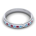 thumbnail image 3 of 0.30 T.C.W Round Cut Blue Topaz & Red Ruby Gemstone Stylish Bridal Eternity Band for Ladies Solid 18K White Gold Size 9 by Diamond-Capitals, 3 of 8