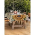 thumbnail image 3 of Outdoor Tablecloth with Umbrella Hole for Patio/Picnic/Party/Camping, Vintage Daisy Floral Waterproof Table Cloth Rectangle Table Cover Washable, Spring Flowers Botanical Leaves Rustic (60"x 120"), 3 of 8