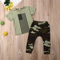 thumbnail image 3 of FNNMNNR 2PCS Infant Kids Baby Boys Short-sleeved T-shirt and Camouflage Long Pants Summer Outfits Green 0-6 Months, 3 of 6