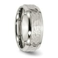 thumbnail image 4 of Chisel Stainless Steel Brushed Polished and Hammered 8mm Beveled Edge Band, 4 of 7