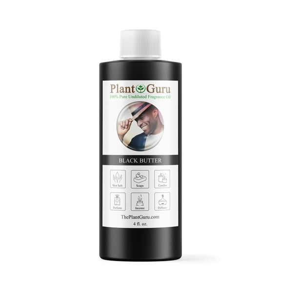 Black Butter Fragrance Oil 4 fl. oz. Scented Oil for DIY Soap Making, Candles, Bath Bombs, Body Butters. Used In Aromatherapy Diffusers, Burners and Warmers. Great Addition To Lotions and Creams.