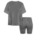 thumbnail image 5 of Abcomgle Girls Short Sets Size 7-8 Girls Two Piece Outfits Oversized Short Sleeve Shirts and Biker Shorts Athletic Casual Girls Short Sets,Dark Gray,12-13Years, 5 of 7