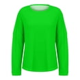 thumbnail image 4 of ManxiVoo Women Autumn Winter Round Neck Long Sleeve T-Shirt Loose Fit Comfortable Commute Top Soft Breathable Casual Wear XL Size Green, 4 of 5