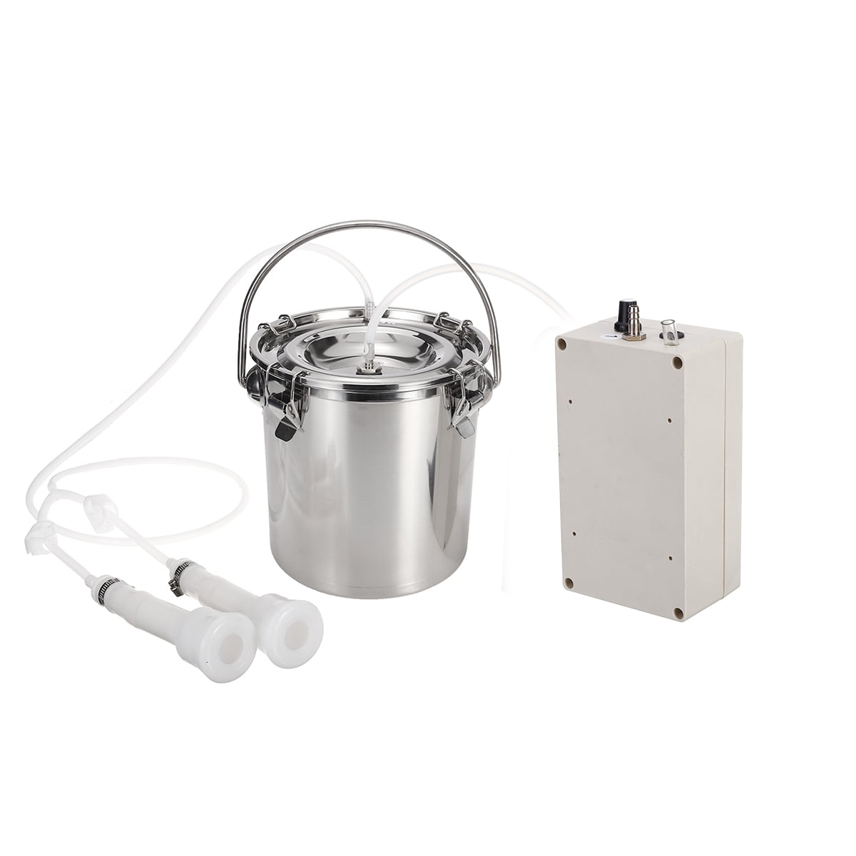 5L Dual Heads Electric Milking Machine Stainless Vacuum Pump Cow Goat Milker New