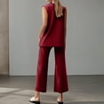 thumbnail image 6 of QATAINLAV Womens Dressy 2 Piece Sets Sleeveless Button Up Blazer Vest and Wide Leg Suit Pants Office Business Casual Outfits, Wine, M,, 6 of 8