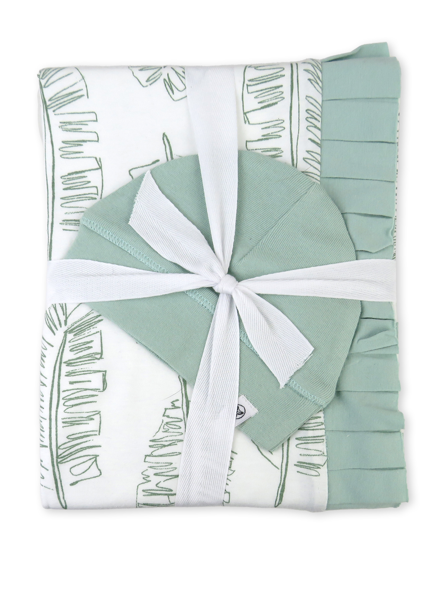 Honest Baby Clothing Organic Cotton Boy/Girl 2-Piece Stroller Blanket and Beanie Hat Gift Set, Sage