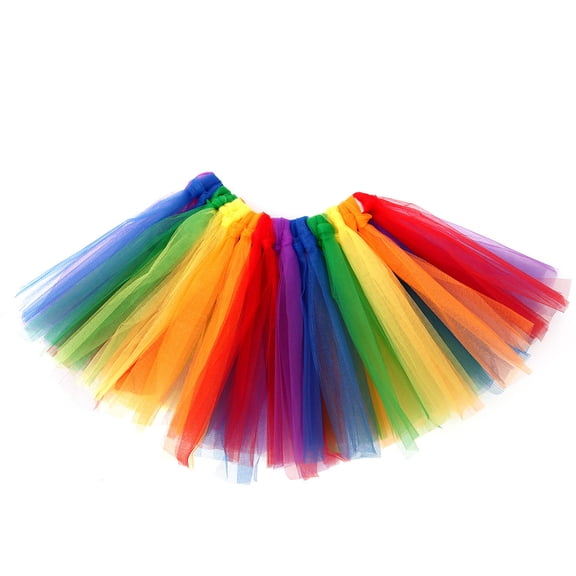 Rainbow Tulle A Line Short Tutus Skirt Princess Ballet Dance Dress Birthday Party Halloween Costume for Kids Little Girl