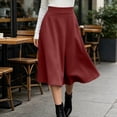 thumbnail image 5 of Lmueinov Plus Size Skirts for Women Casual Elastic High Waist Midi Skirt with Pockets Solid Color Flowy Work Office Fall Winter Skirts S-3XL, 5 of 7