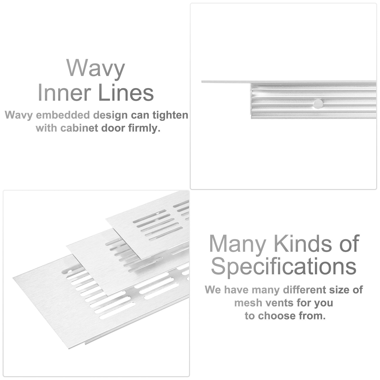 Uxcell 1 Set Rectangle Ventilation Grille, Aluminum 500x50mm Silver Tone