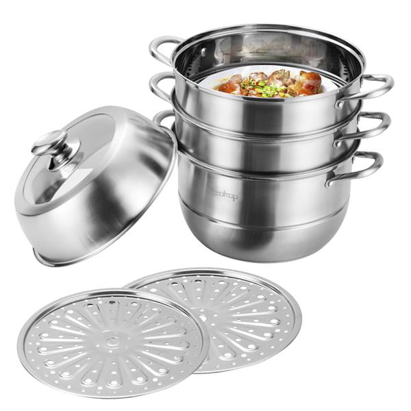 28cm Details about   ZOKOP SP-3T Four-Layer 304 Stainless Steel Steamer 11 inch 2 Steamer 2 Fu 