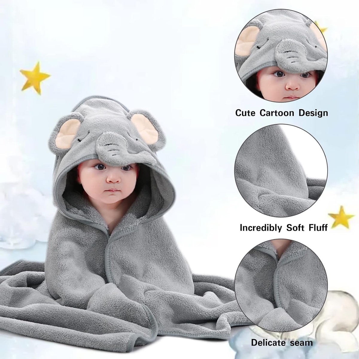Yiliangx 2 PCS Baby Hooded Towels Soft Cotton Baby Bath Towel,31.5 x 31.5" Ultra Absorbent Towel for Newborn Toddler Infants Babie Gifts