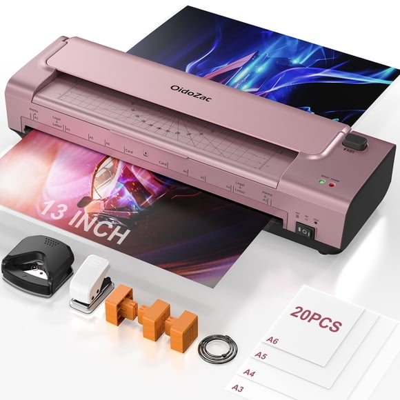Laminadora OidoZac de 13" A3, en caliente y en frío, kit de 20 fundas