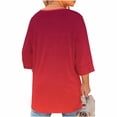 thumbnail image 7 of Casual Ombre Gradient Print Tunic for Women V Neck Keyhole Cutout Three Quarter Sleeve Loose Fit Soft Breathable Fall Fashion Daily Blouse Tops, 7 of 7