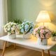 thumbnail image 1 of Jarrón de cerámica con arreglos de flores artificiales – Decoración de bola floral de seda falsa, ramo de plástico, tallos ajustables, centro de mesa para fiesta en casa y oficina de boda, 1 of 6