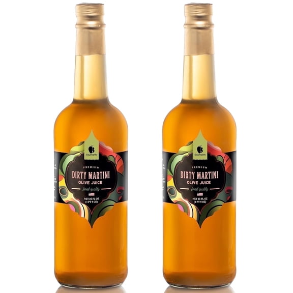 Gourmanity Olive Juice for Dirty Martinis, Premium Olive Brine an Ideal Martini Mix, Classic Cocktail Enhancer, Addition to Your Home Bar 25oz Bottle (Pack of 2)