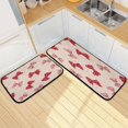 thumbnail image 7 of 2-Piece Kitchen Rugs Set Non-Slip Mats Carpet Floor for Kitchen, Bathroom (19.7"x27.6" & 19.7"x47.2") Cute Red Bows Pattern, 7 of 7