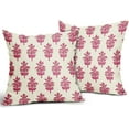 thumbnail image 2 of Hot Pink Floral Pillow Covers 16x16 Set of 2 Spring Summer Flower Leaves Print Decorative Throw Pillow Cases Outdoor Farmhouse Decoration for Sofa Couch Bed, 2 of 6