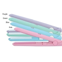 2 in 1 Mini Hair Straightener Ceramic Tourmaline Plate Beauty Flat Iron Curler Purple US Plug