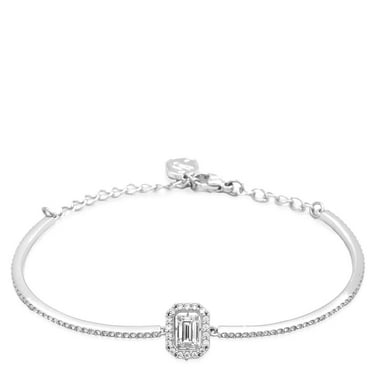 Swarovski Millenia White Rhodium Plated Octagon Cut Pave Bangle, Size M
