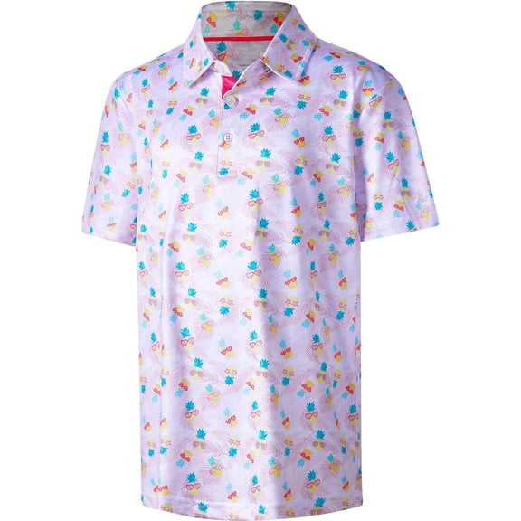 FYDUU Boys Polo Shirt Graphic Golf Shirts Cute Printed Short Sleeve Active Casual Collared Tops for Kids Back To School Everyday Wear 9-10 Years