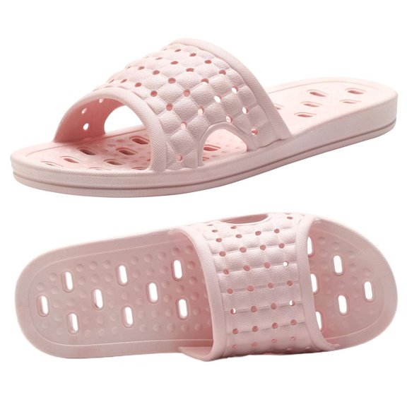 Quick Drying Shower Slippers,non-slip Bathroom Drain Holes Shoes,for Dorm pool gym Black EU 41/42