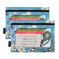 thumbnail image 2 of 2 Pack Pencil Bag 9.84x6.1 Inch 3-Ring Page Turning Folder Zipper Pencil Case Pencil Bag Page Turning File Bag White Daisy, 2 of 6