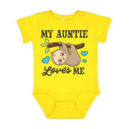 

Inktastic My Auntie Loves Me with Sloth and Hearts Gift Baby Boy or Baby Girl Bodysuit