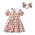 thumbnail image 1 of Vestido de verano para niñas pequeñas, vestido de manga corta con estampado gráfico para niñas pequeñas, 1 of 8