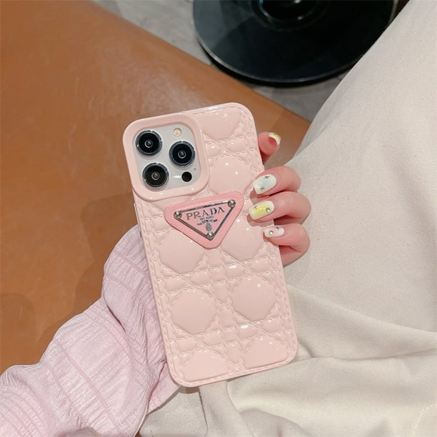 Funda De Teléfono De Lujo 3D Para iPhone 11 14 Plus 13 12 Pro Max PRADA Color Sólido Celosía Cubierta De Shell Diseñador Parachoques