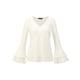thumbnail image 1 of Blusa de terciopelo con cuello en V para mujer Blanco S, 1 of 5