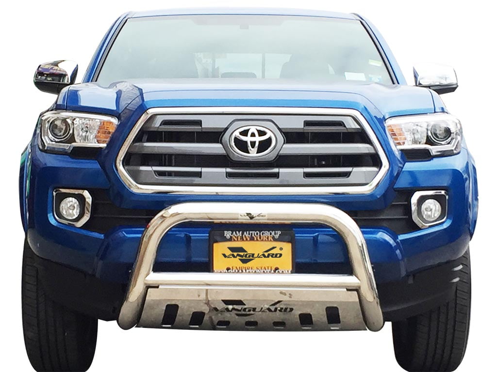 Matte Black Bull Bar With Skid Plate For 2016-2022 Toyota Tacoma - AVT Style Front Guard, No Drilling Required