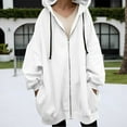 thumbnail image 2 of Breezora Womens Oversized Full Zip Hoodie Long Sleeve Loose Warm Sweatshirt Fall Winter Pullover With Pockets L Size White, 2 of 9