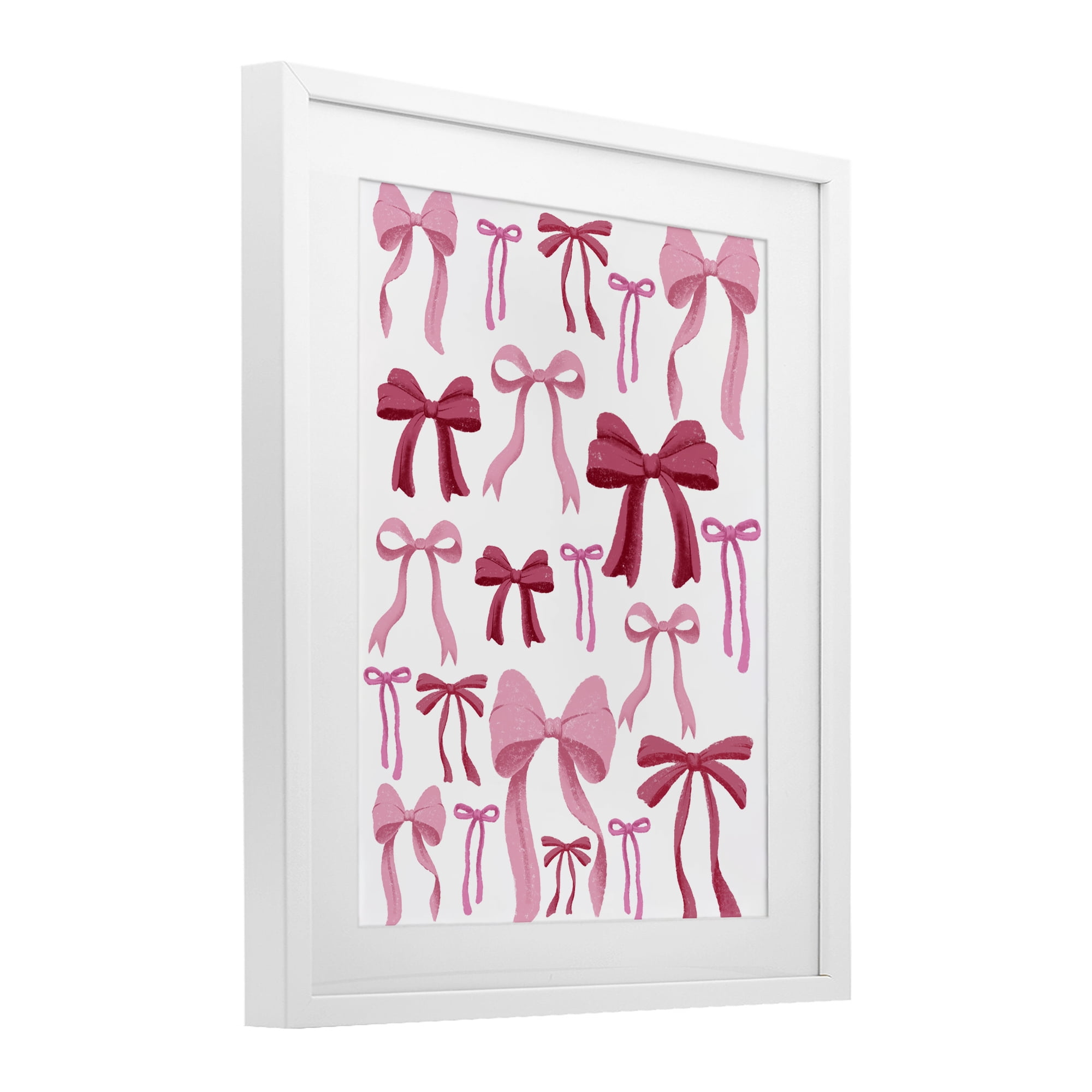 Stupell Industries Bows All Over Pink & Red White Framed Print Under Glass, design by Marcus Prime
