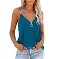 thumbnail image 2 of JGGSPWM Women's Sleeveless Tank Tops O Ring Strappy Summer V Neck Zipper Basic Cami Tee Shirts Blouses Blue S, 2 of 6