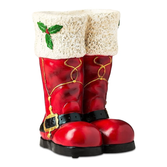 Santa's Boots Christmas Decoration, Red and White, 16", by Holiday Time