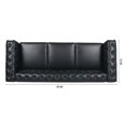 thumbnail image 5 of Chesterfield 3 Seaters Faux Leather Sofa, Upholstered Button Tufted Couch with Nailhead Trim Square Arms Removable Cushions and Solid Wood Legs, for Living Room Office Apartment, 5 of 16