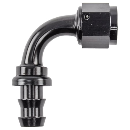 JEGS AN 90-Degree Push-Loc Hose End [-8 AN Female Swivel to Push-Loc Hose Black]