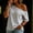 Gray, variant on Short Sleeve Womens Casual Summer Tops One Shoulder Striped Shirt Loose Fit Pullover Tops