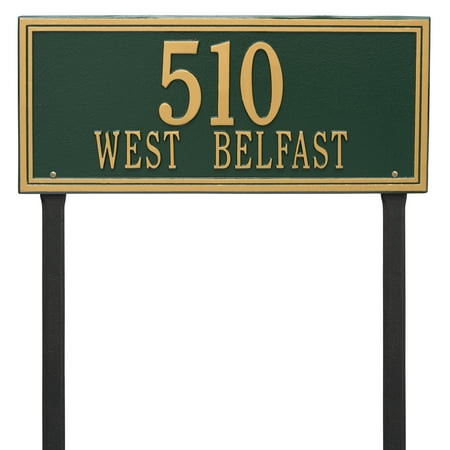 Personalized Whitehall Products Double Line Estate Lawn Plaque in Green/Gold