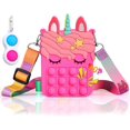 thumbnail image 1 of Monedero Pop Unicorn para niñas, regalo de Navidad de moda, juguetes Fidget, juguete de burbujas de empuje, billetera, bolso de mujer, bandolera con hoyuelos de sílice, Bagrose roj, 1 of 4