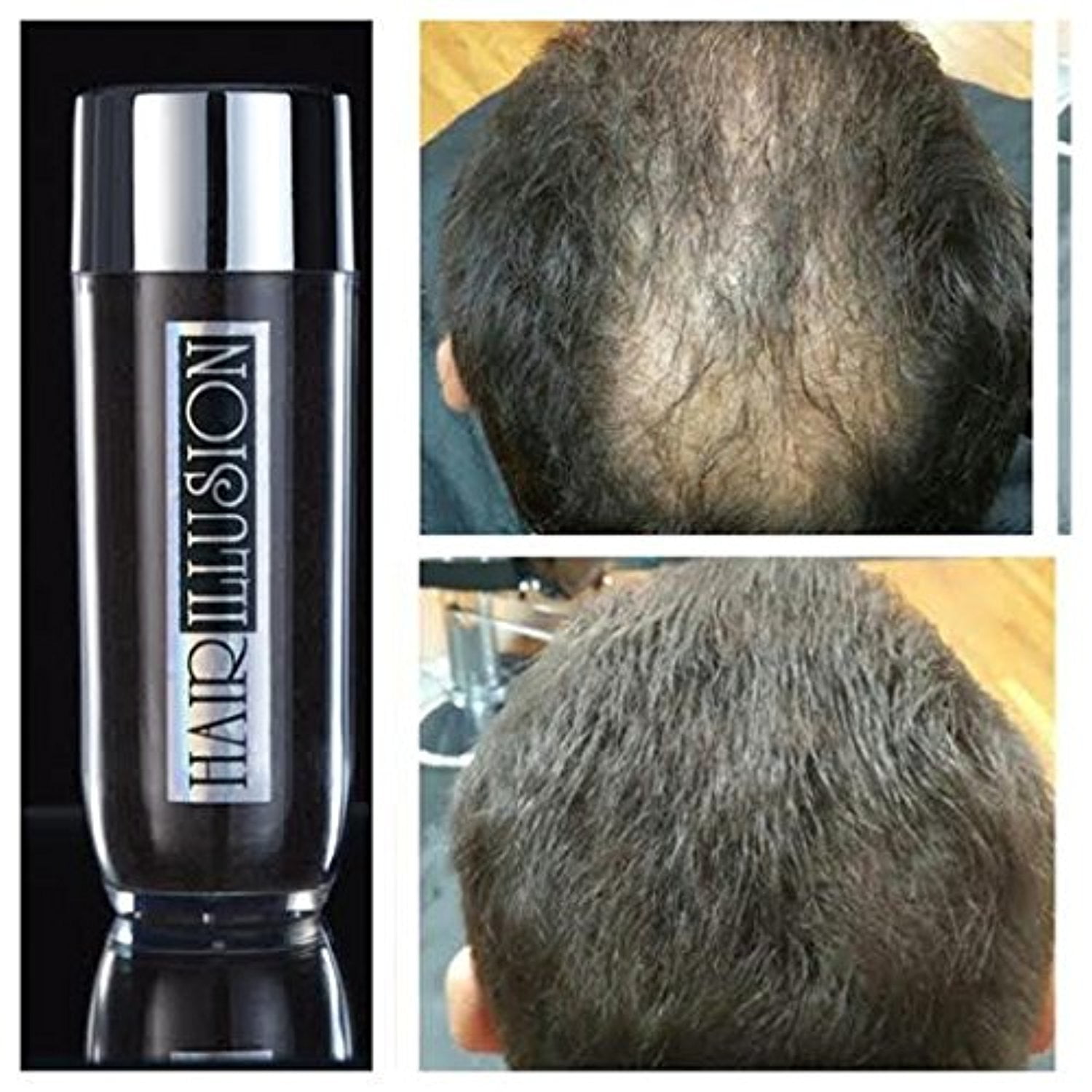 HAIR ILLUSION - 100% Real Human Hair Fibers - Not Synthetic - For Men & Women, Premium Hair Building Formulation, Brown - 38g