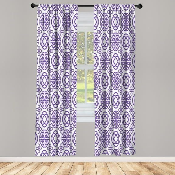 Ambesonne Celtic Curtains, Tribal Retro Pattern Boho, Pair of 28"x63", Purple
