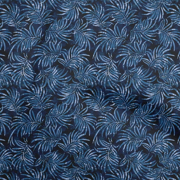 oneOone Polyester Spandex Blue Fabric Leaves Fabric For Sewing Printed Craft Fabric By The Yard 56 Inch Wide
