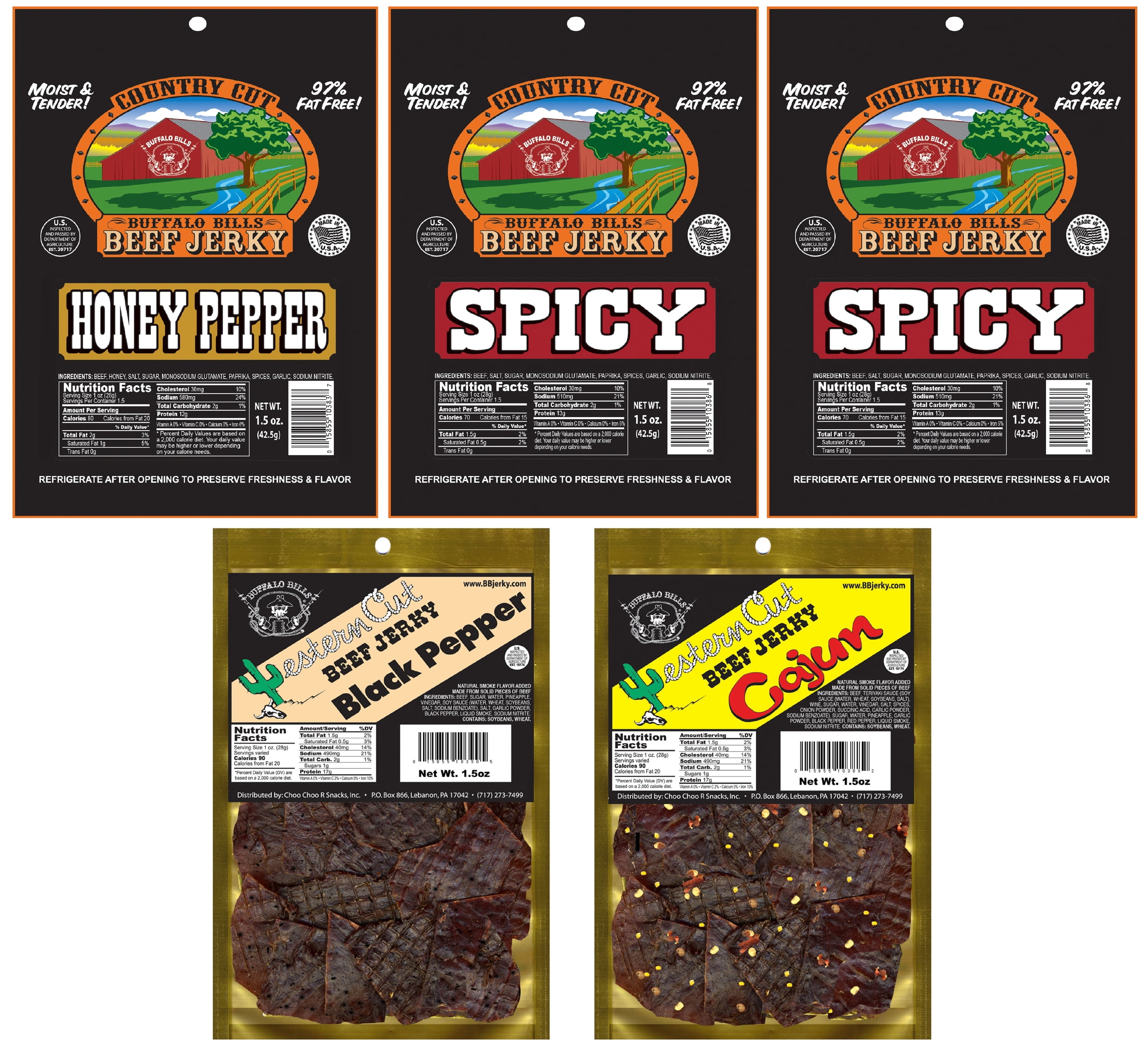 Buffalo Bills 10-pc Mostly Hot Jerky Sampler Gift Box (10 packs of mostly hot jerky)
