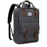 School Backpack,VASCHY Unisex Vintage Water Resistant 15in Laptop Backpack Bookbag for College (Dark Gray)