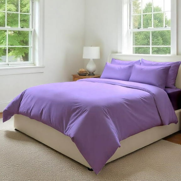 Fabdreams GOTS Certified 100% Organic Cotton Duvet Cover Queen Size - 400 TC Sateen - Soft - Silky - Zipper Closure - Edge Ties - 1 Duvet Cover (90"x92") + 2 Pillow Shams (20"x26") - Lilac