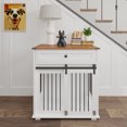 Wooden Dog Crate Furniture with Chew-Proof Design, Sliding Door and ...